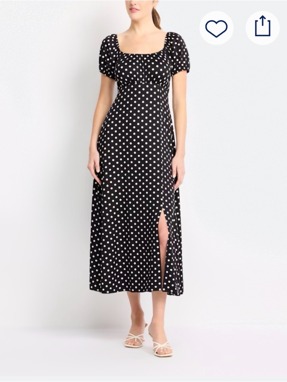 Loveappella Black Maxi Dress with White Polka Dots Size Small